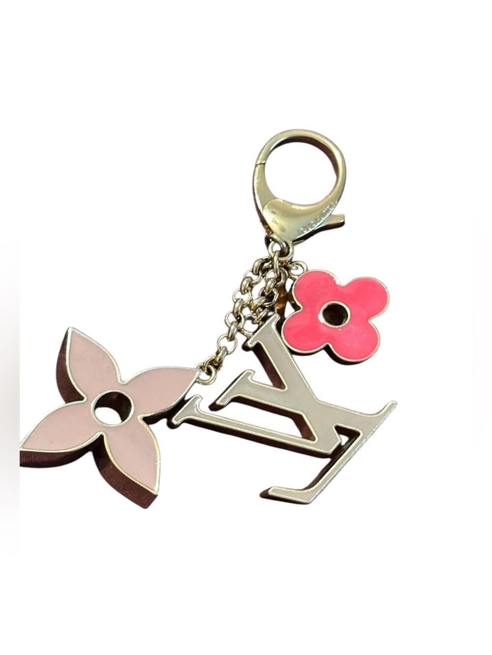 Louis Vuitton Pink and Gold Floral Key Holder and Bag Accessory